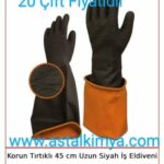 Beybi Korun Uzun Siyah Tırtıklı 45Cm Eldiven