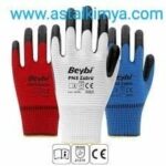 BEYBİ PN3 ZEBRA TIRTIKLI NİTRİL KAPLI KIRMIZI ELDİVEN