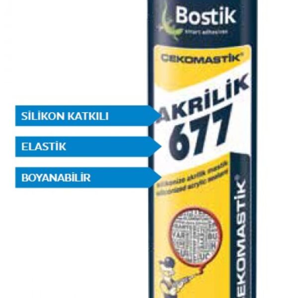 BOSTİK ÇEKOMASTİK 677, SİLİKONİZE MASTİK ÇOK RENKLİ