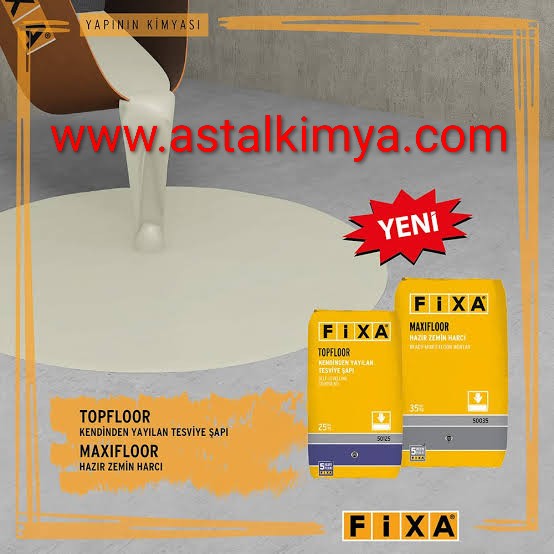 FİXA TOPFLOOR TESVİYE ŞAPI FİXA MAXIFLOOR 35 Kg Alçı Esaslı Hazır Zemin Harcı - Görsel 1